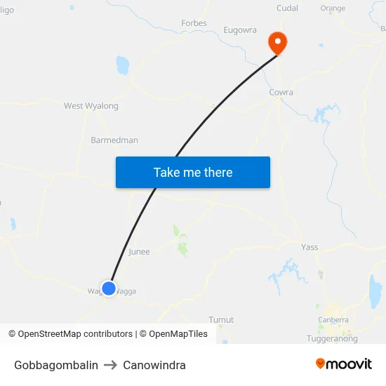 Gobbagombalin to Canowindra map