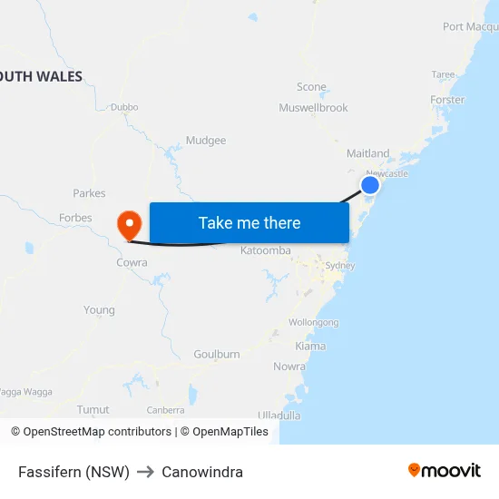 Fassifern (NSW) to Canowindra map