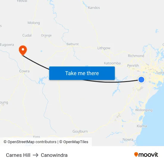 Carnes Hill to Canowindra map