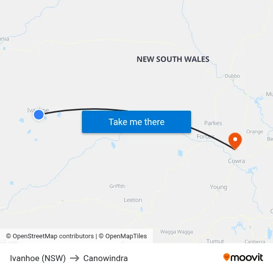 Ivanhoe (NSW) to Canowindra map