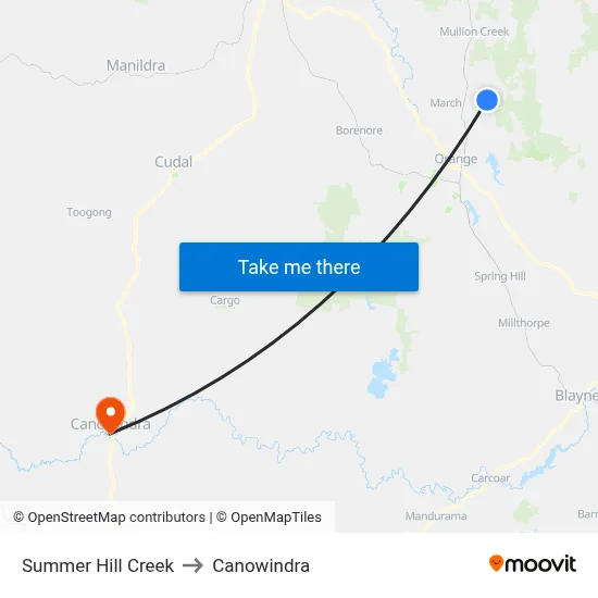 Summer Hill Creek to Canowindra map