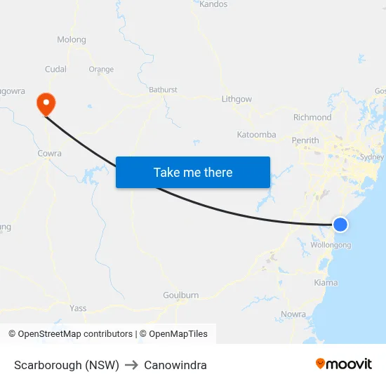 Scarborough (NSW) to Canowindra map
