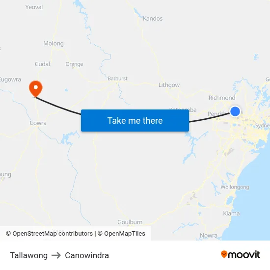 Tallawong to Canowindra map
