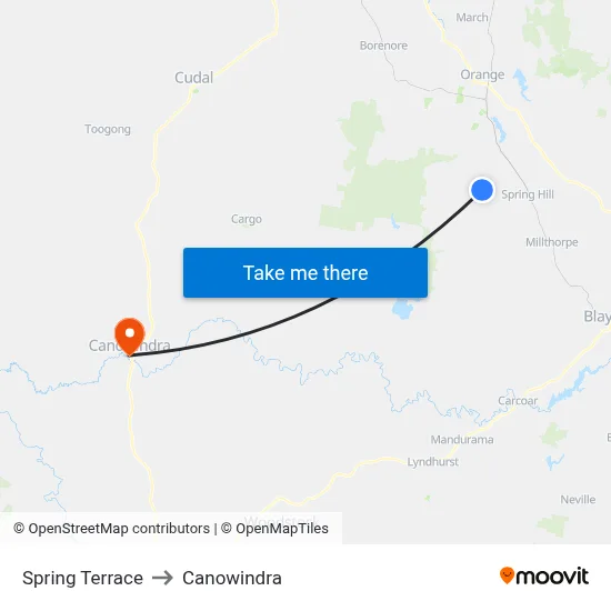 Spring Terrace to Canowindra map