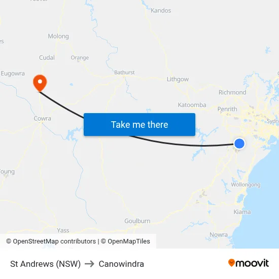 St Andrews (NSW) to Canowindra map