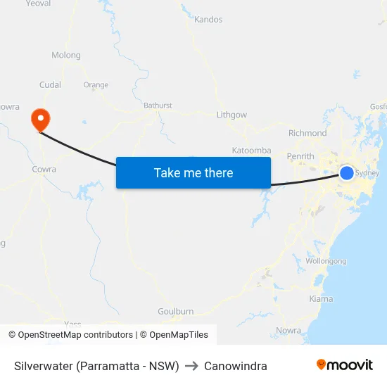 Silverwater (Parramatta - NSW) to Canowindra map
