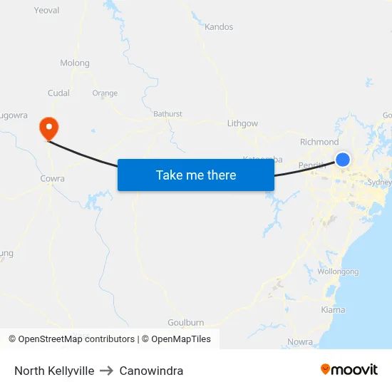 North Kellyville to Canowindra map