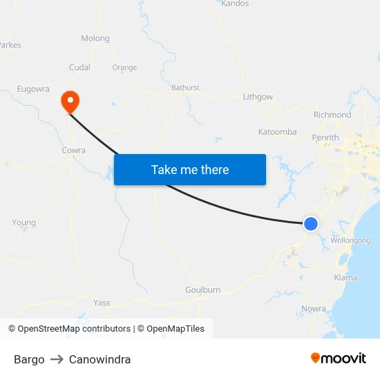 Bargo to Canowindra map