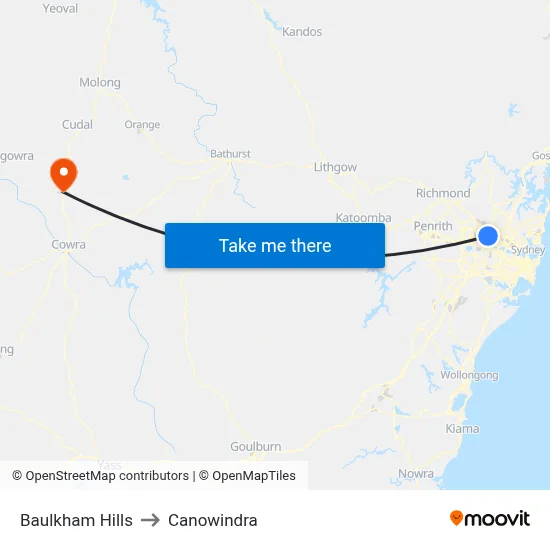 Baulkham Hills to Canowindra map