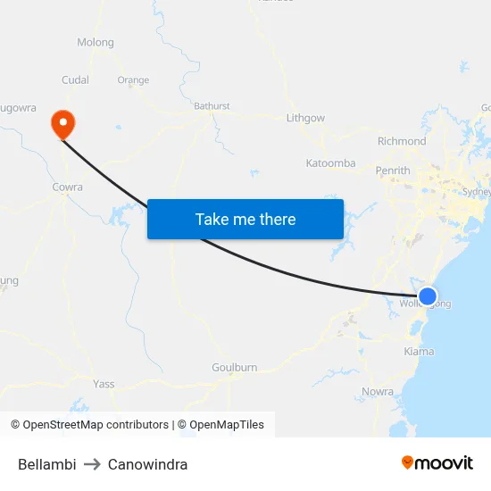 Bellambi to Canowindra map