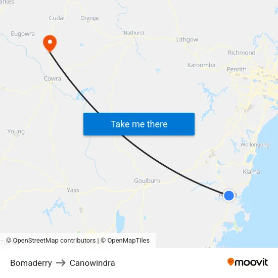 Bomaderry to Canowindra map