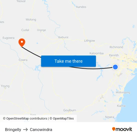 Bringelly to Canowindra map