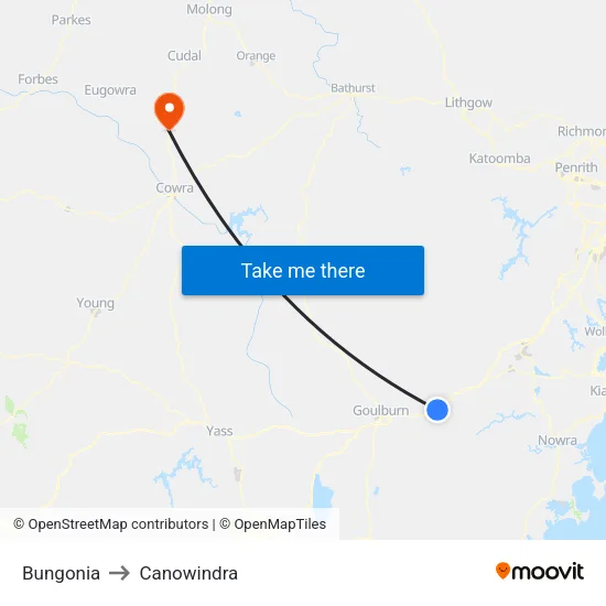 Bungonia to Canowindra map