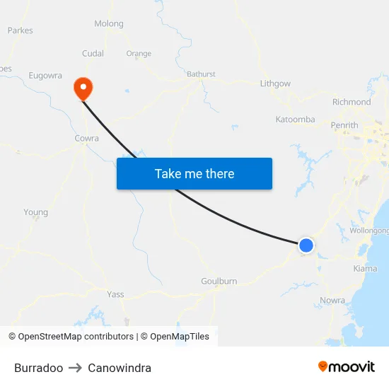 Burradoo to Canowindra map
