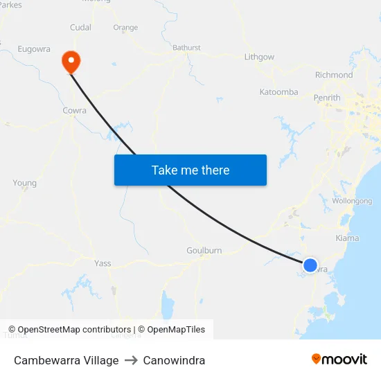 Cambewarra Village to Canowindra map