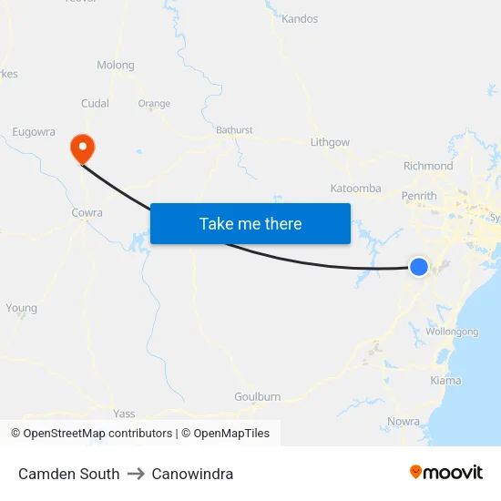 Camden South to Canowindra map