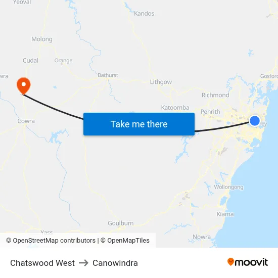 Chatswood West to Canowindra map