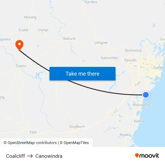 Coalcliff to Canowindra map