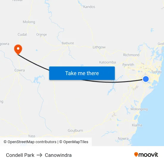 Condell Park to Canowindra map