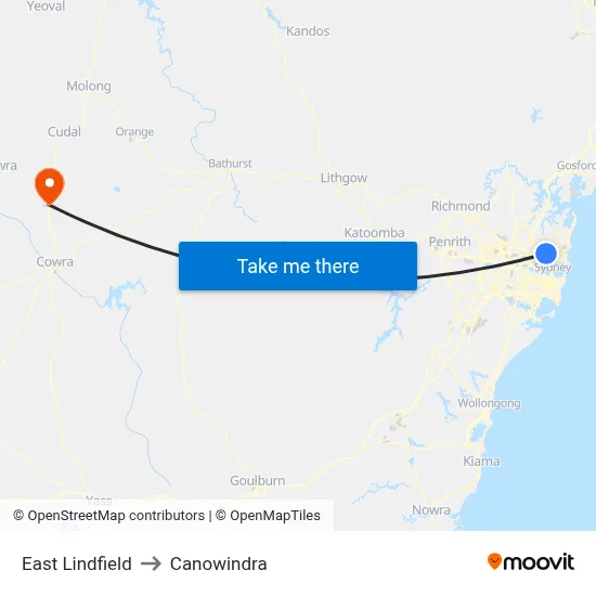 East Lindfield to Canowindra map