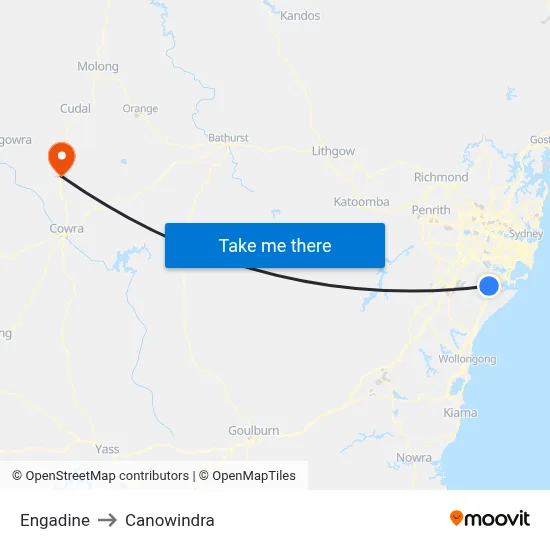 Engadine to Canowindra map