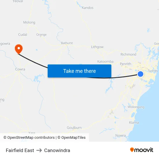 Fairfield East to Canowindra map