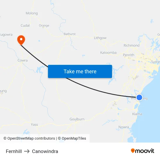 Fernhill to Canowindra map