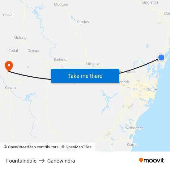 Fountaindale to Canowindra map