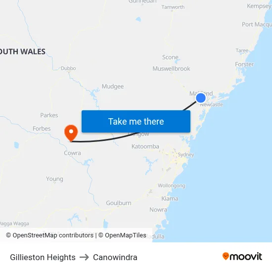 Gillieston Heights to Canowindra map
