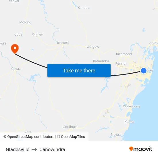 Gladesville to Canowindra map