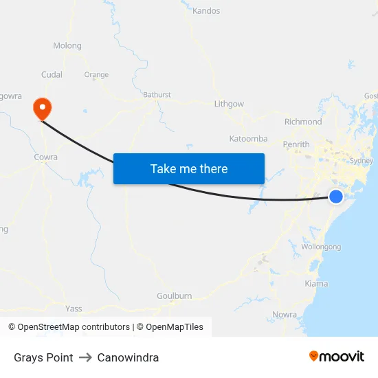 Grays Point to Canowindra map
