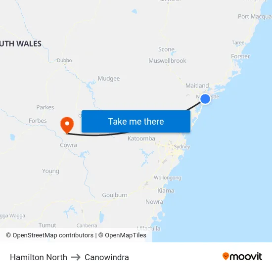 Hamilton North to Canowindra map
