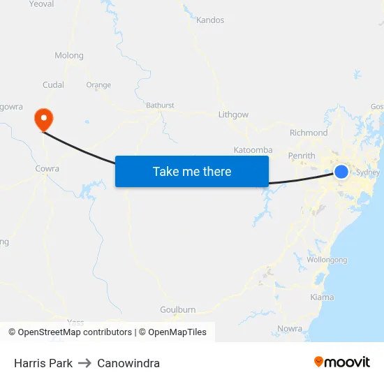 Harris Park to Canowindra map