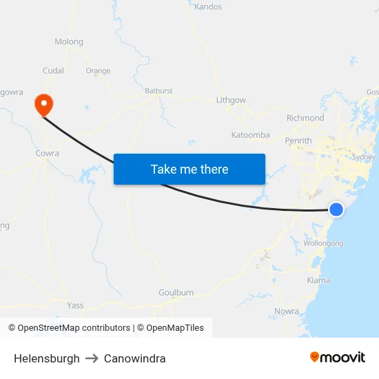 Helensburgh to Canowindra map