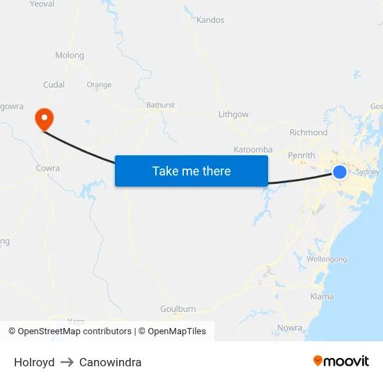 Holroyd to Canowindra map