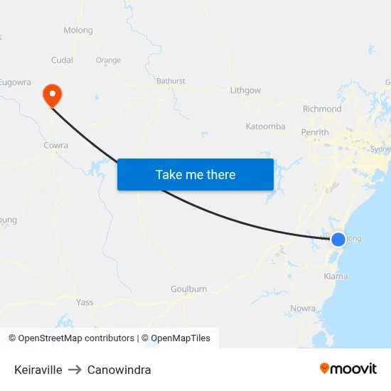 Keiraville to Canowindra map