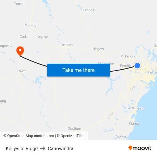 Kellyville Ridge to Canowindra map
