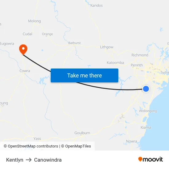 Kentlyn to Canowindra map