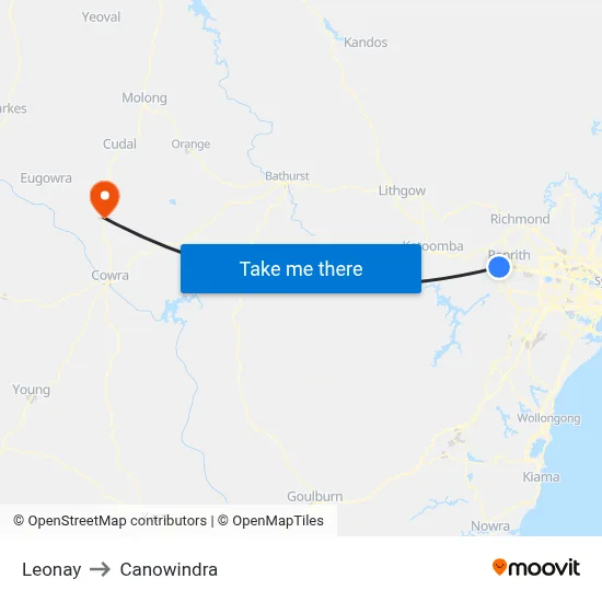Leonay to Canowindra map