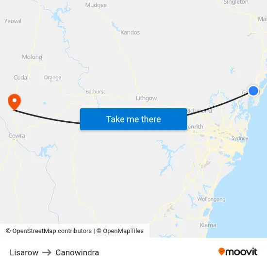 Lisarow to Canowindra map
