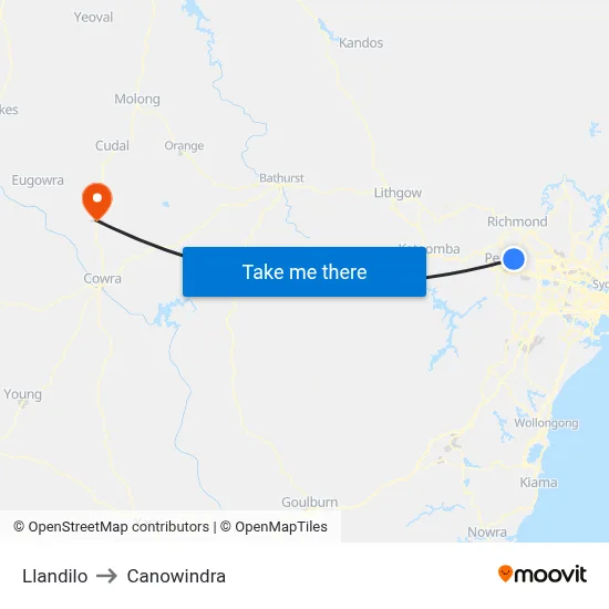 Llandilo to Canowindra map