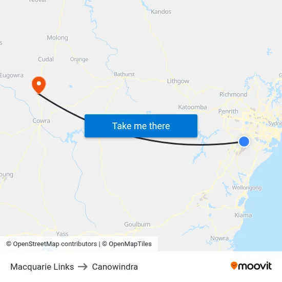 Macquarie Links to Canowindra map