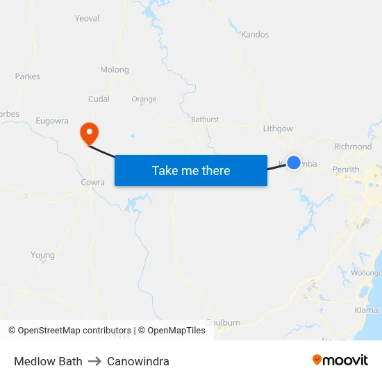 Medlow Bath to Canowindra map