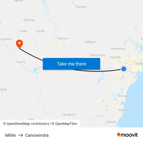 Miller to Canowindra map