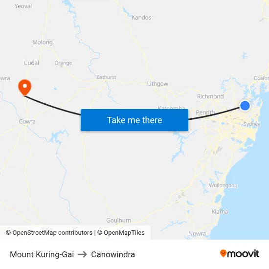 Mount Kuring-Gai to Canowindra map