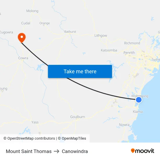 Mount Saint Thomas to Canowindra map