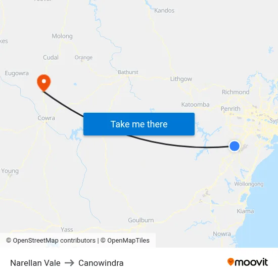 Narellan Vale to Canowindra map