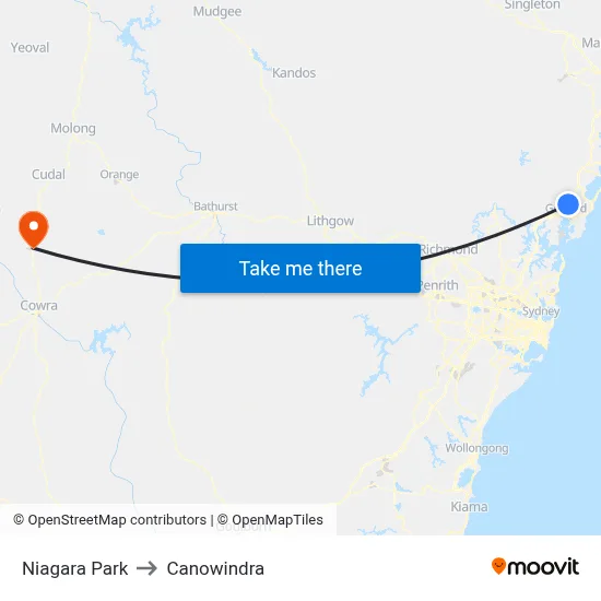 Niagara Park to Canowindra map