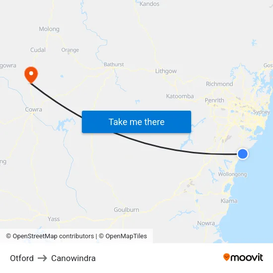 Otford to Canowindra map