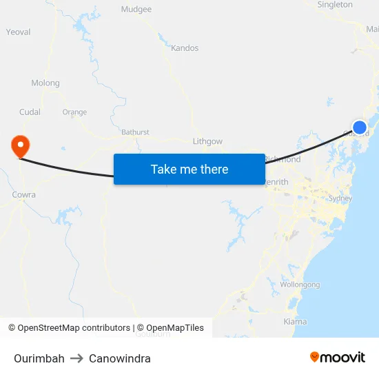 Ourimbah to Canowindra map